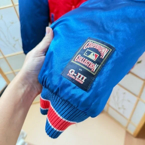 Vintage G-III Cooperstown Atlanta Braves Throwback Satin Bomber Jacket Mens L - Picture 4 of 6